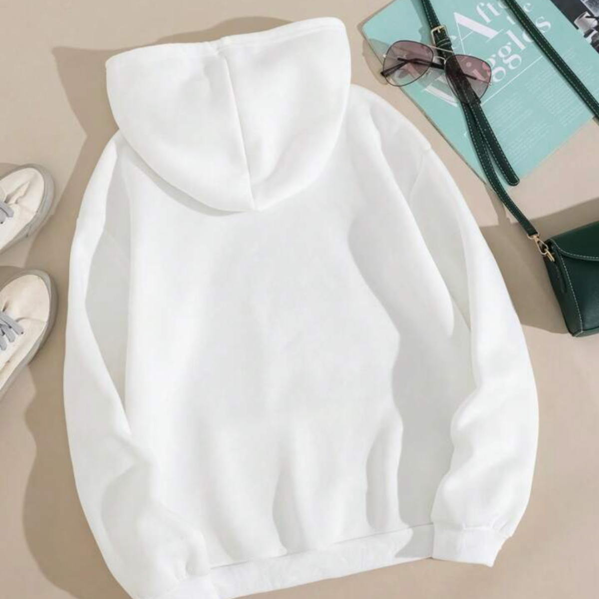 Korean Style Unisex Solid White Hoodie