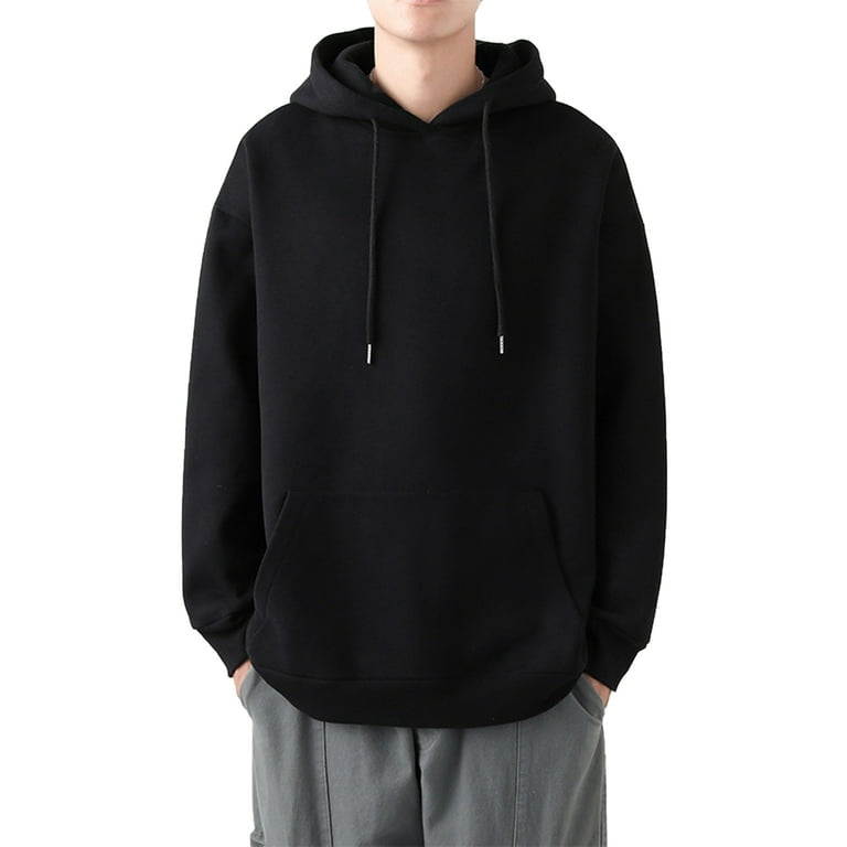 Korean Style Men's Solid black hoodie