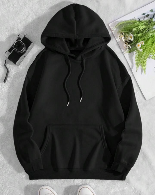 Korean Style Men's Solid black hoodie