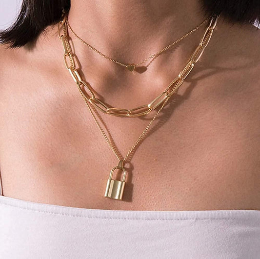 Lock Gold Plated Minimal Stylish Necklace