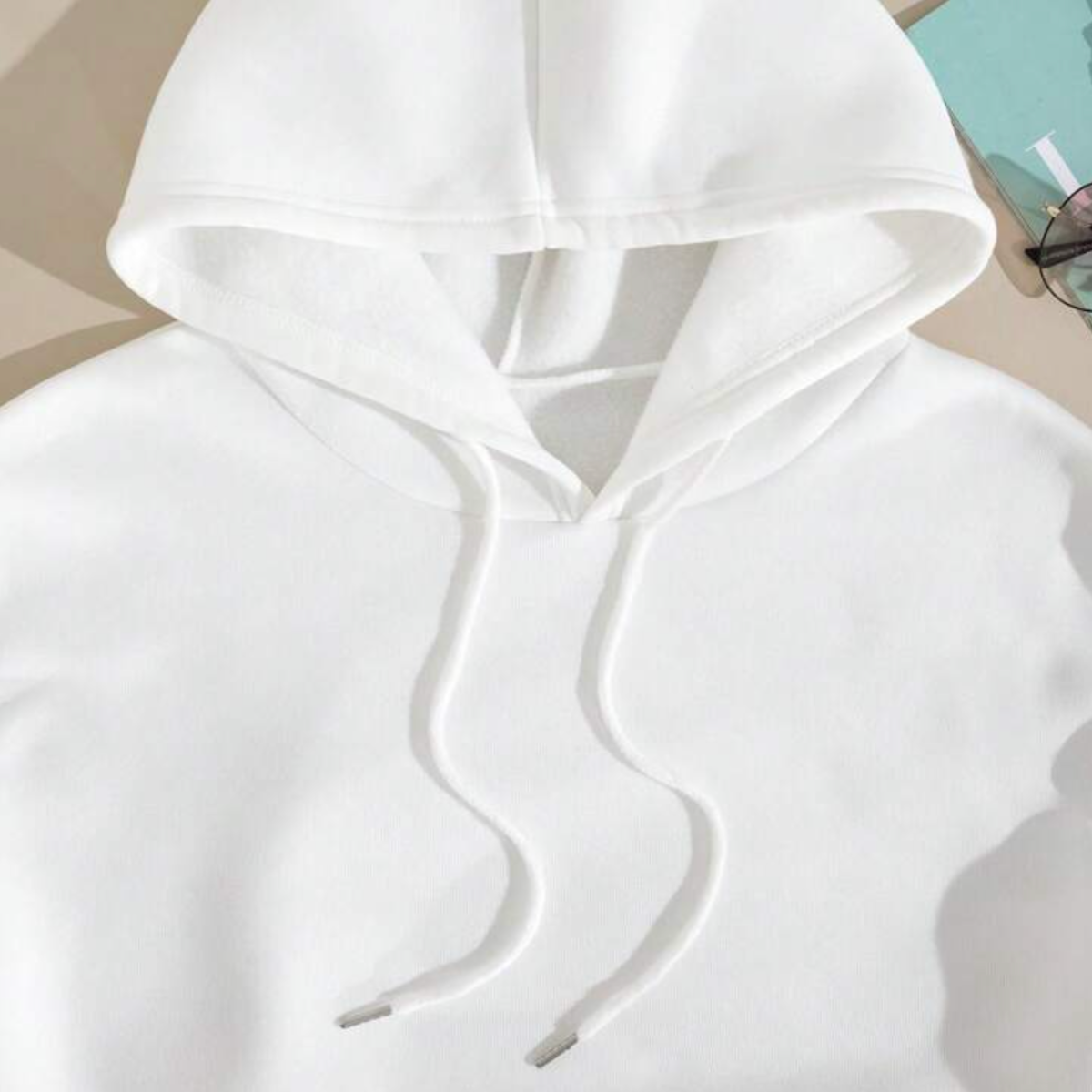Korean Style Unisex Solid White Hoodie