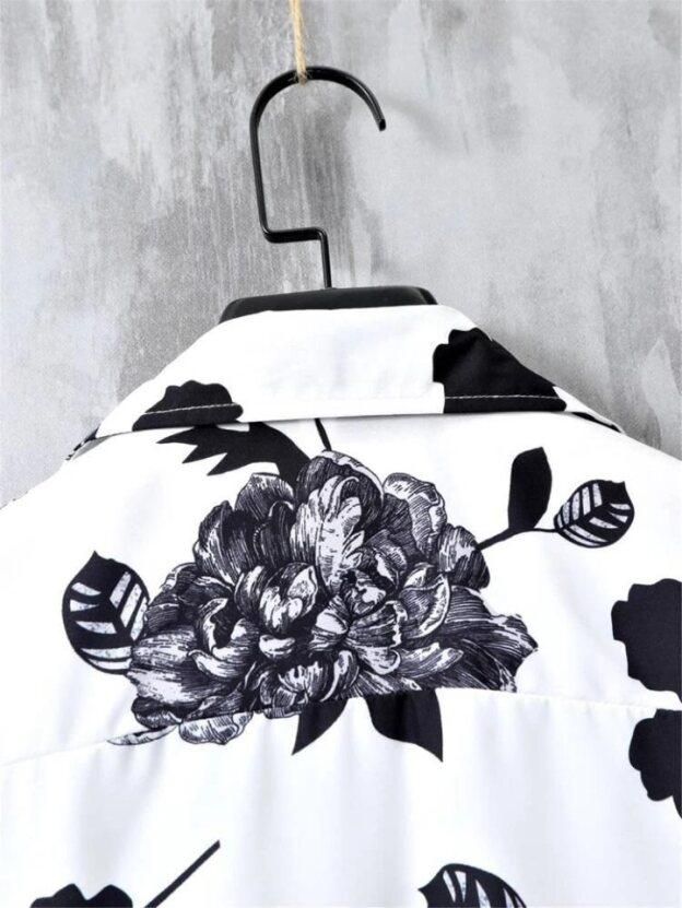 Mono Floral - Mens Regular Fit Printed Casual Shirt