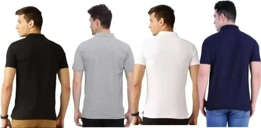 Poly Matte Solid Half Sleeves Mens Polo T-Shirt Pack Of 4